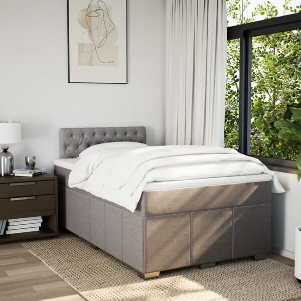vidaXL &Kappa;&rho;&epsilon;&beta;ά&tau;&iota; Boxspring &mu;&epsilon; &Sigma;&tau;&rho;ώ&mu;&alpha; Taupe 120x190 &epsilon;&kappa;. &Upsilon;&phi;&alpha;&sigma;&mu;ά&tau;&iota;&nu;&omicron;