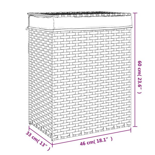 vidaXL Καλάθι Πλυντηρίου με Καπάκι 46 x 33 x 60 εκ. Συνθετικό Ρατάν