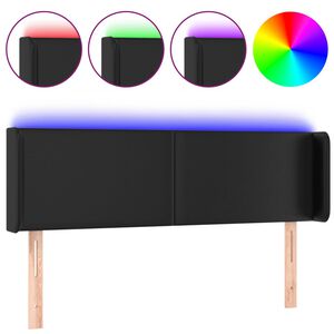 vidaXL Κεφαλάρι Κρεβατιού LED Μαύρο 147x16x78/88 εκ. Συνθετ. Δέρμα