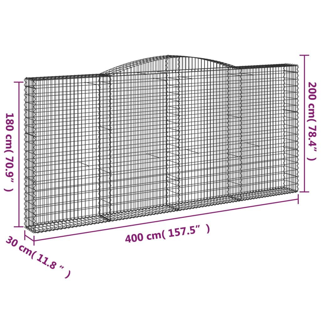 vidaXL Συρματοκιβώτιο Τοξωτό 400x30x180/200εκ. από Γαλβανισμένο Χάλυβα