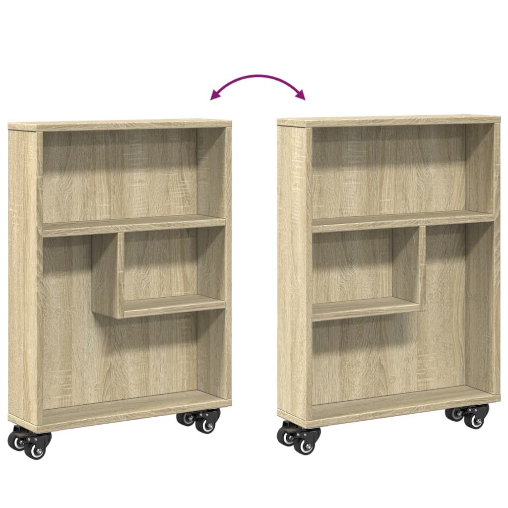 vidaXL Τρόλεϊ Αποθήκευσης Στενό Sonoma Δρυς 48x13x68 εκ. Επεξ. Ξύλο