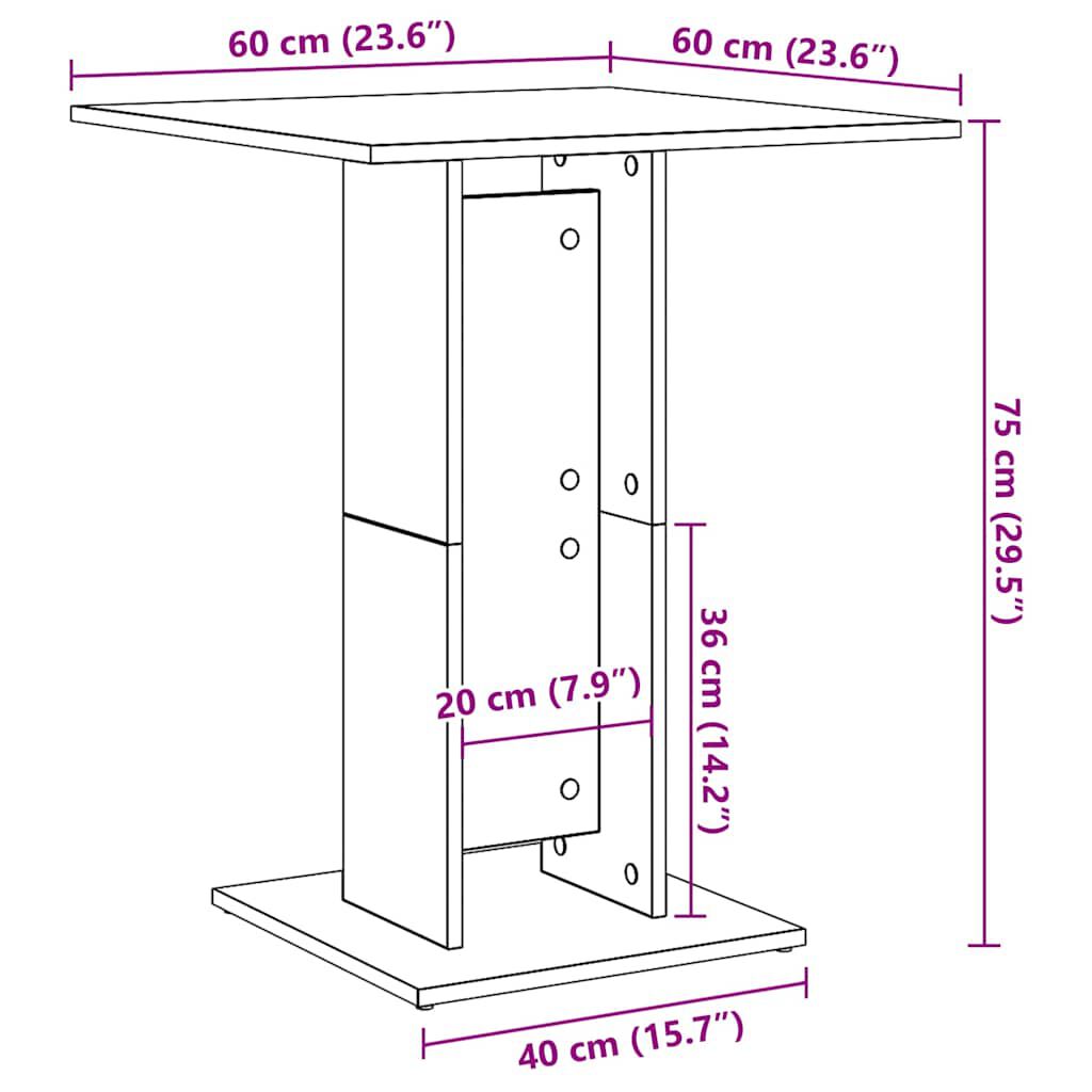 vidaXL Τραπέζι Bistro Γκρι Sonoma 60x60x75 εκ. από Επεξεργασμένο Ξύλο