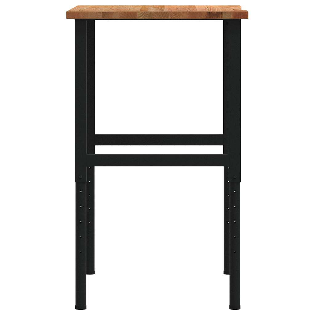 vidaXL Πάγκος Εργασίας Ανοιχτό Καφέ 80x60x(71,5-98) cm Μασίφ Ξύλο Δρυς