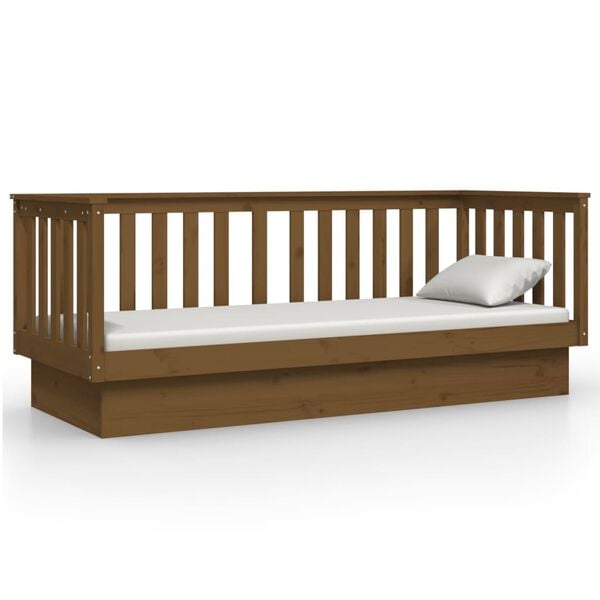 vidaXL Καναπές Κρεβάτι Καφέ Μελί 75x190 εκ. από Μασίφ Ξύλο Πεύκου