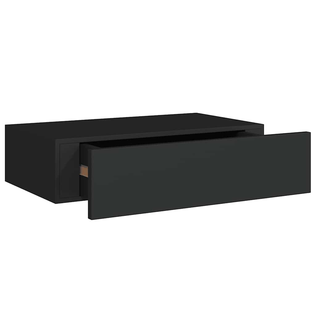 vidaXL Ράφια Τοίχου με Συρτάρια 2 Τεμ. Μαύρα 40 x 23,5 x 10εκ. από MDF