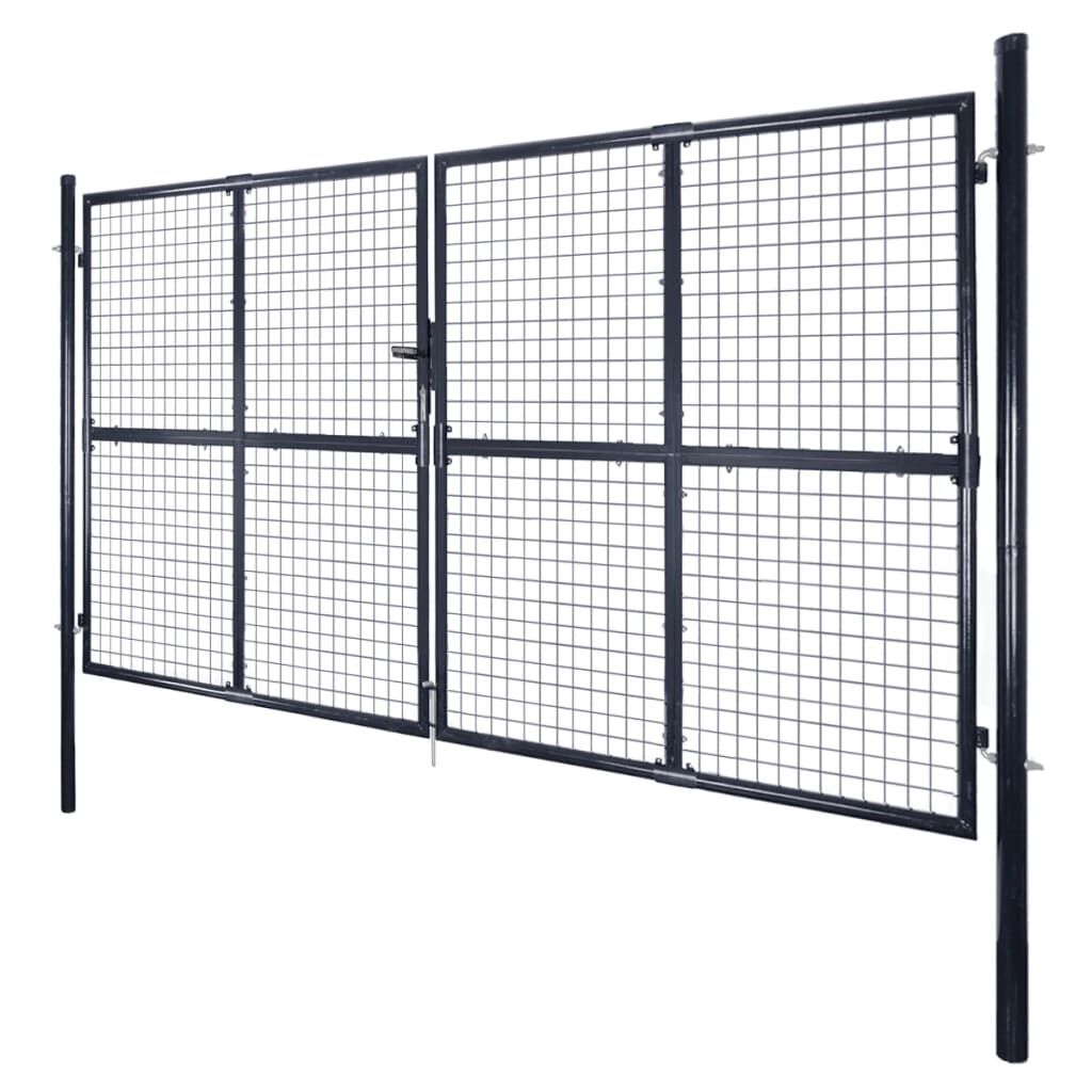 vidaXL Πόρτα Περίφραξης με Πλέγμα Γκρι 289 x 200 εκ. Γαλβαν. Χάλυβας