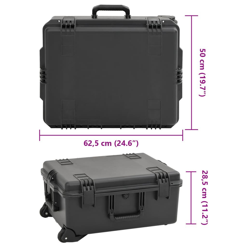 vidaXL Θήκη Πτήσης Φορητή Μαύρη 62,5x50x28,5 εκ. από Πολυπροπυλένιο