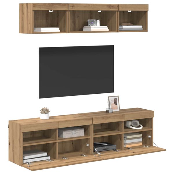vidaXL &Mu;&omicron;&nu;ά&delta;&epsilon;&sigmaf; &Tau;&omicron;ί&chi;&omicron;&upsilon; &Tau;V &mu;&epsilon; LED 5 pcs Artisan Oak 80 x 30 x 40 &epsilon;&kappa;