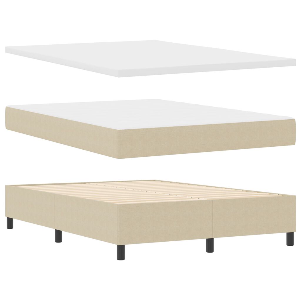 vidaXL Κρεβάτι Box Spring με Στρώμα & LED Φως Πράσινο Γκρί 140x200 εκ Ύφασμα Κορδέλας