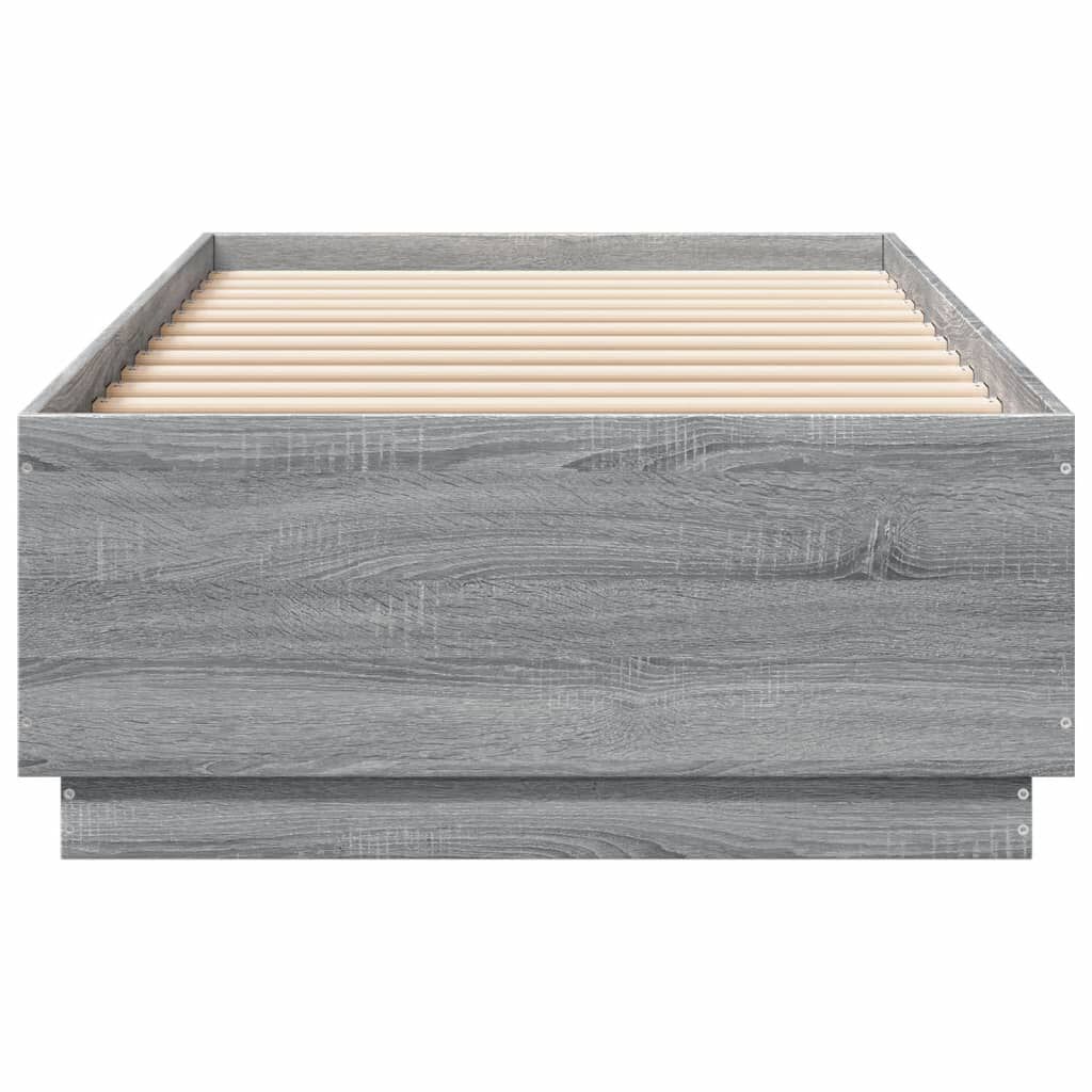 vidaXL Πλαίσιο Κρεβατιού με LED Γκρι Sonoma 90x200 εκ. Επεξεργ. Ξύλο