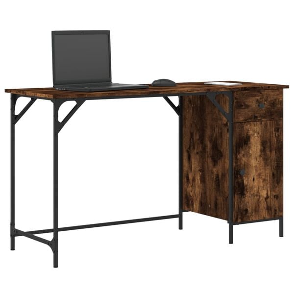 vidaXL Γραφείο Υπολογιστή Καπνιστή Δρυς 131x48x75εκ. από Επεξεργ. Ξύλο