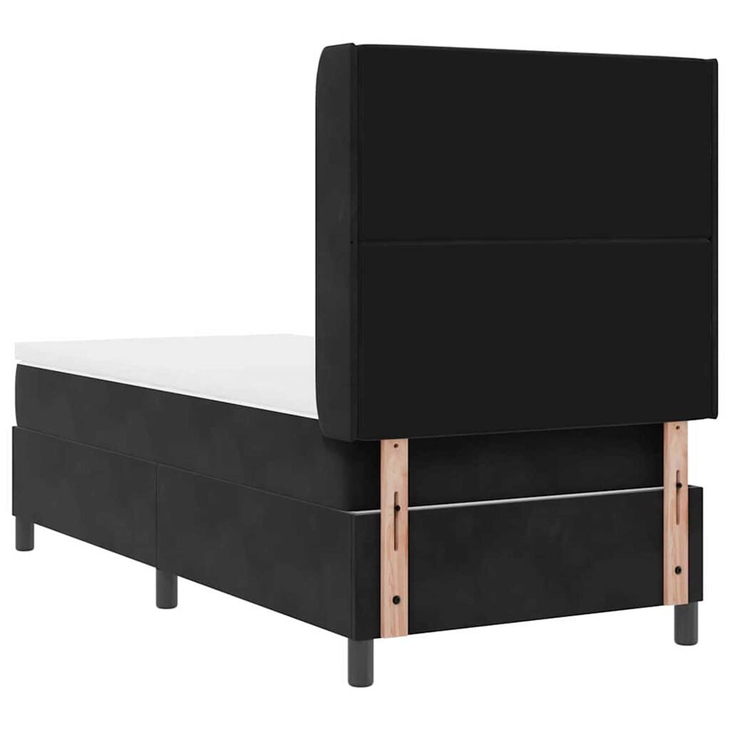 vidaXL Κρεβάτι με ελατήρια με κεφαλάρι Μαύρο 90 x 190 cm Βελούδο