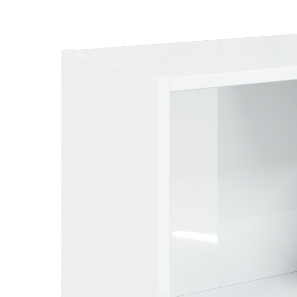 vidaXL Βιβλιοθήκη με 3 Ράφια Γυαλ. Λευκό 40x24x109 εκ. Επεξεργ. Ξύλο