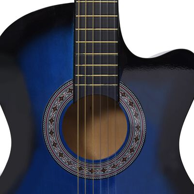 vidaXL Κιθάρα Western Classical Cutaway Σετ 12 Τεμ. 6 Χορδές Μπλε 38"