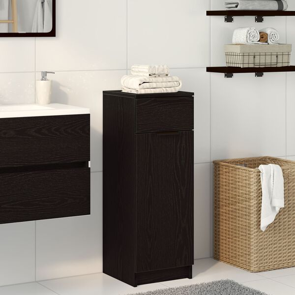 vidaXL Ντουλάπι Μπάνιου Μαύρη δρυς 32 x 34 x 90 εκ Επεξεργασμένο ξύλο
