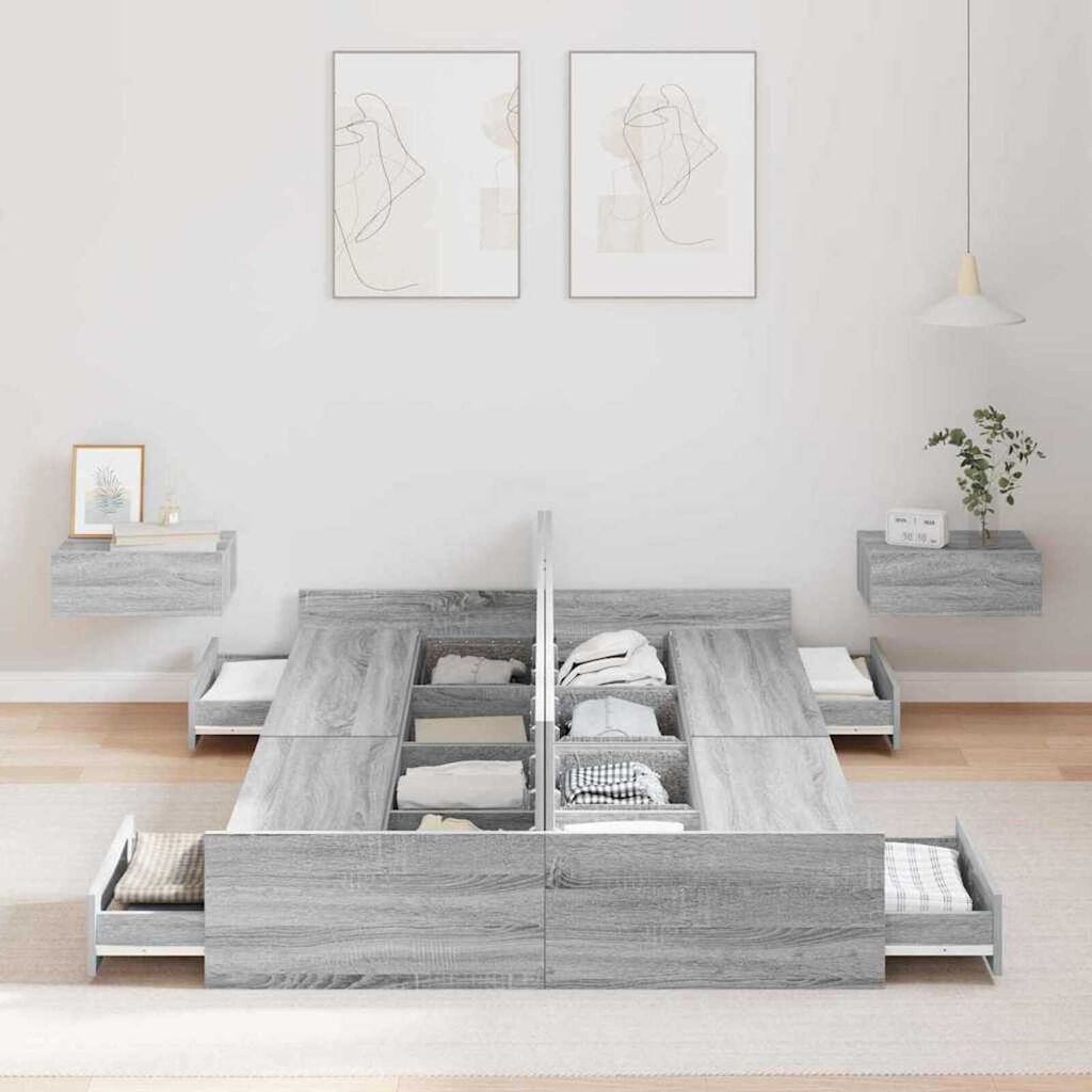 vidaXL Κρεβάτι με αποθηκευτικό χώρο Γκρι sonoma 120 x 190 cm