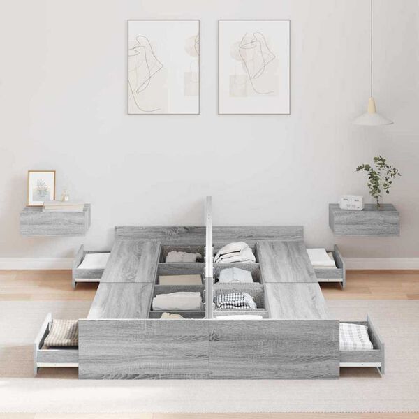 vidaXL Κρεβάτι με αποθηκευτικό χώρο Γκρι sonoma 120 x 190 cm