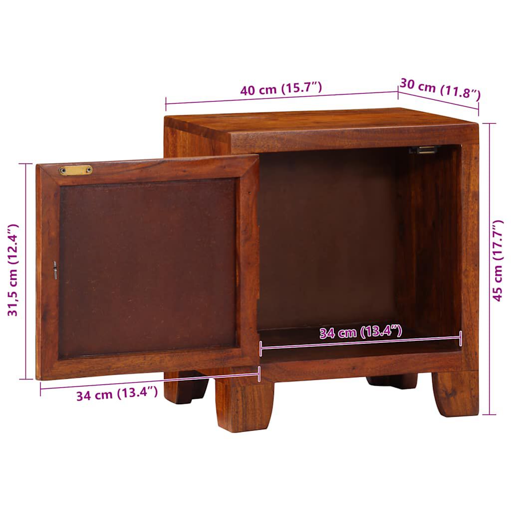 vidaXL Κομοδίνο 40x30x45 cm από μασίφ ξύλο ακακίας