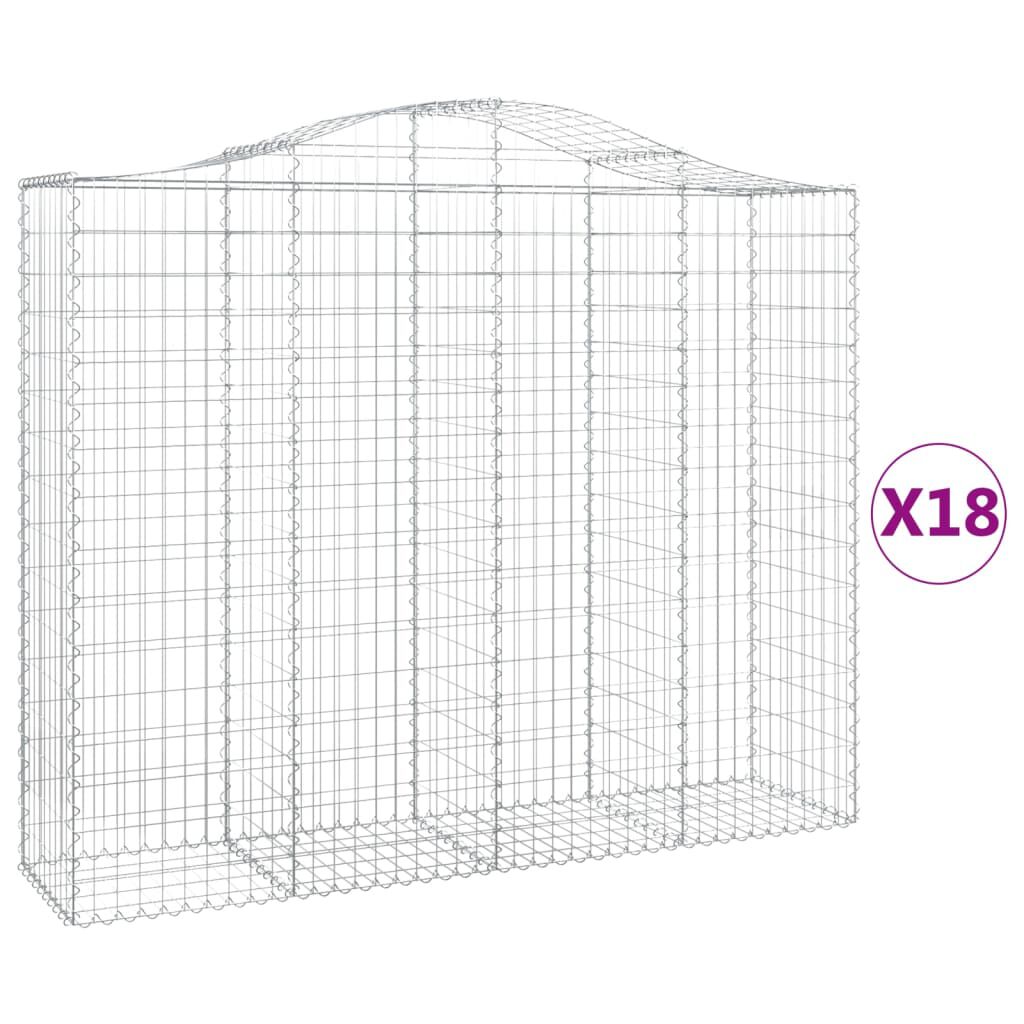 vidaXL Συρματοκιβώτια Τοξωτά 18 τεμ. 200x50x160/180 εκ. Γαλβαν. Ατσάλι