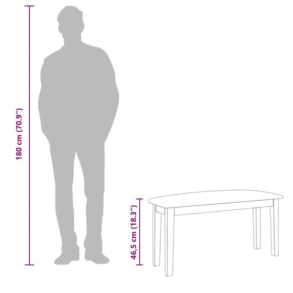 Πάγκος vidaXL 90 cm Καφέ μασίφ ξύλο καουτσούκ