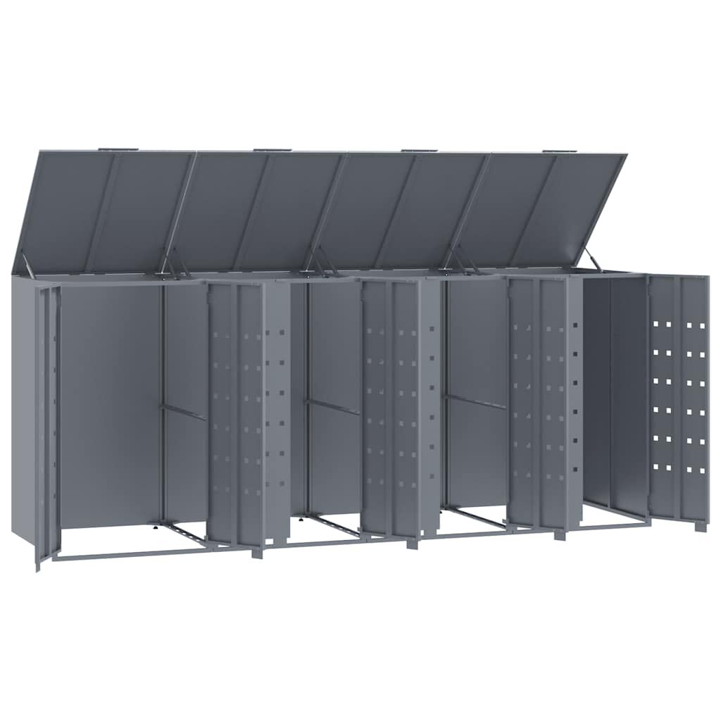 vidaXL Πλαίσιο Κάδων Απορριμμάτων 4 Κάδοι Γκρι 276x79x117 εκ. Ατσάλι