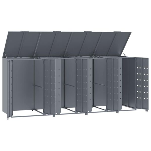 vidaXL Πλαίσιο Κάδων Απορριμμάτων 4 Κάδοι Γκρι 276x79x117 εκ. Ατσάλι