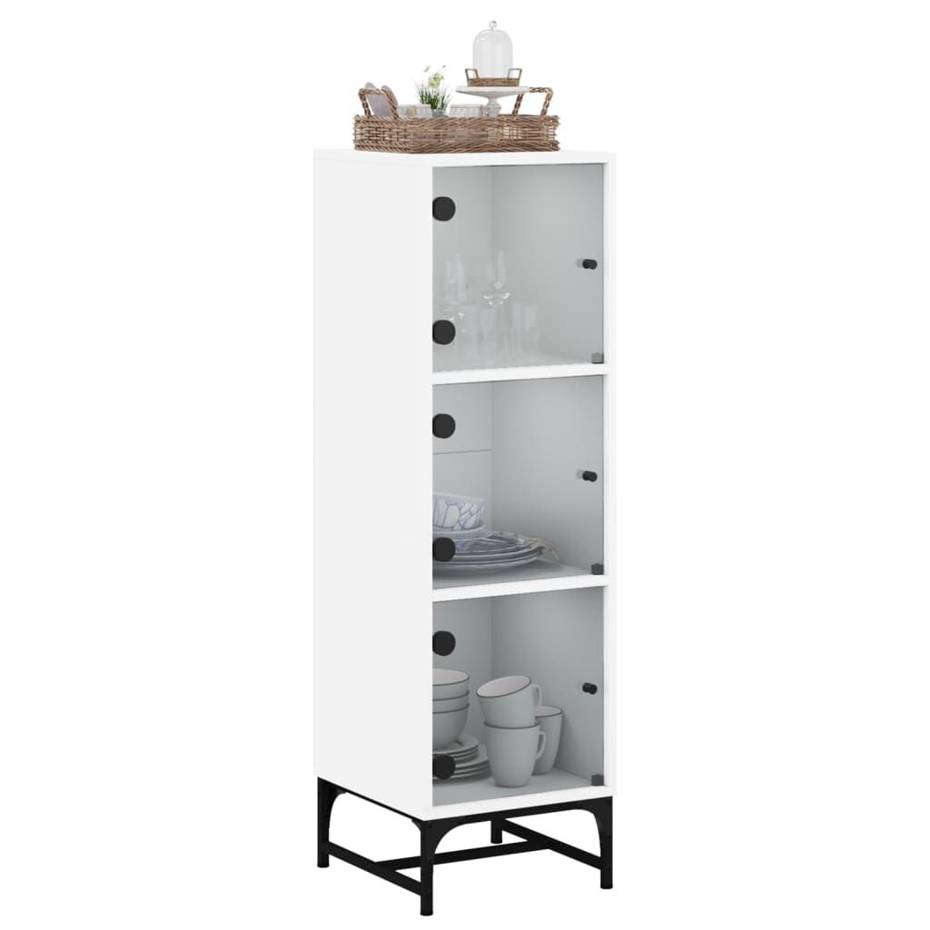 vidaXL Ντουλάπι Λευκό 35 x 37 x 120 εκ. με Γυάλινες Πόρτες