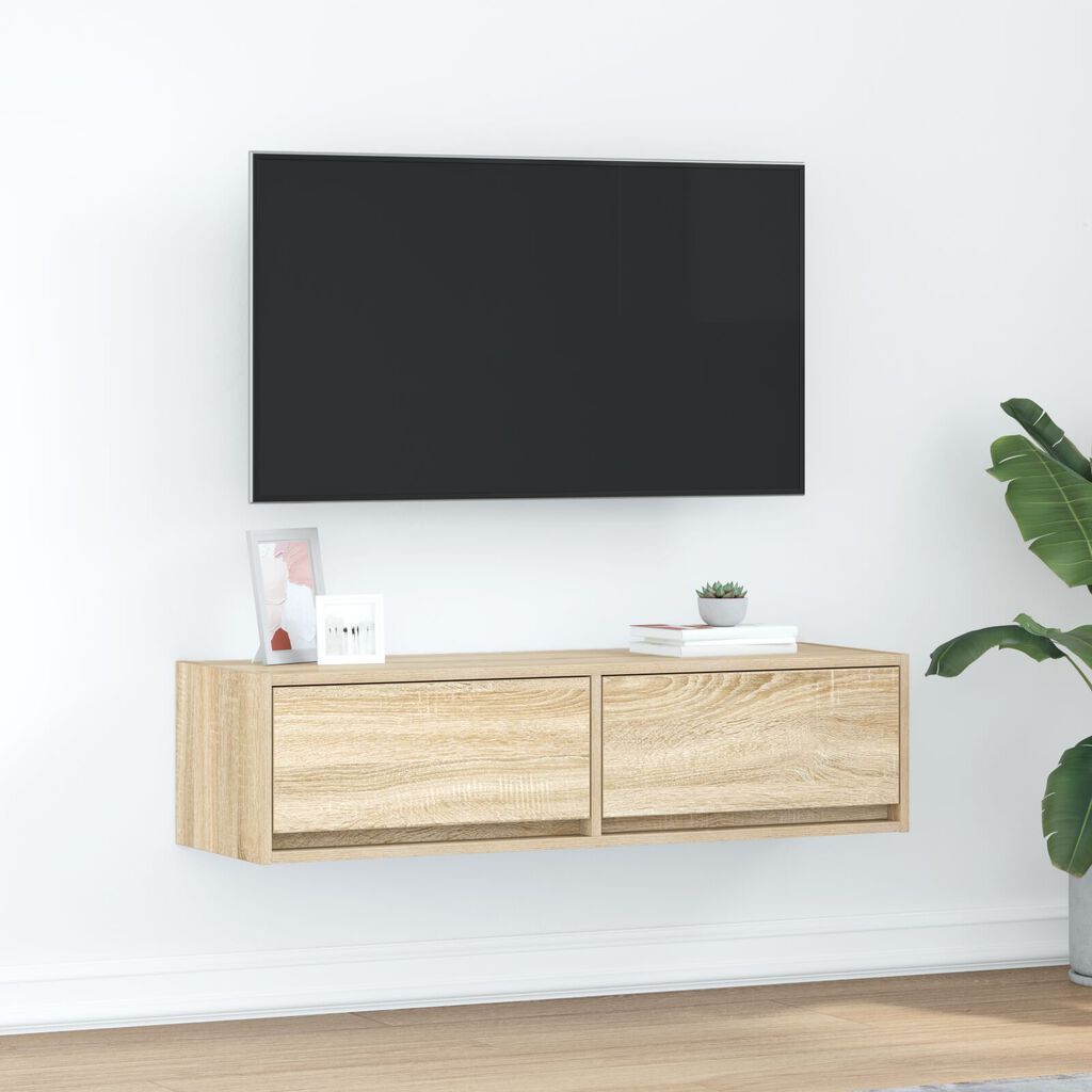 vidaXL Κομοδίνο ΤV Σομιέ Καρυδιά 100x31x25,5 εκ. Επεξεργασμένου Ξύλου