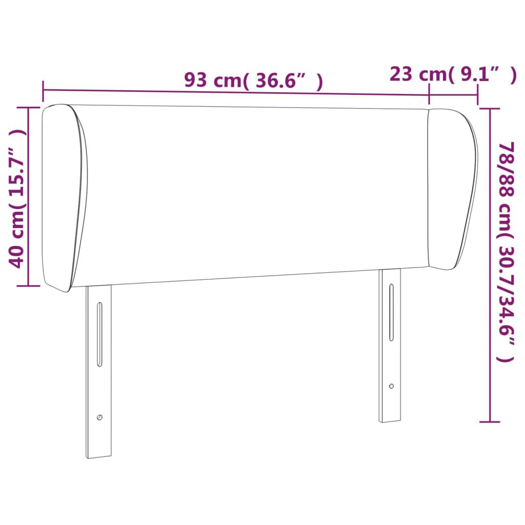 vidaXL Κεφαλάρι με Πτερύγια Ανοιχτό Γκρι 93x23x78/88 εκ. Βελούδινο