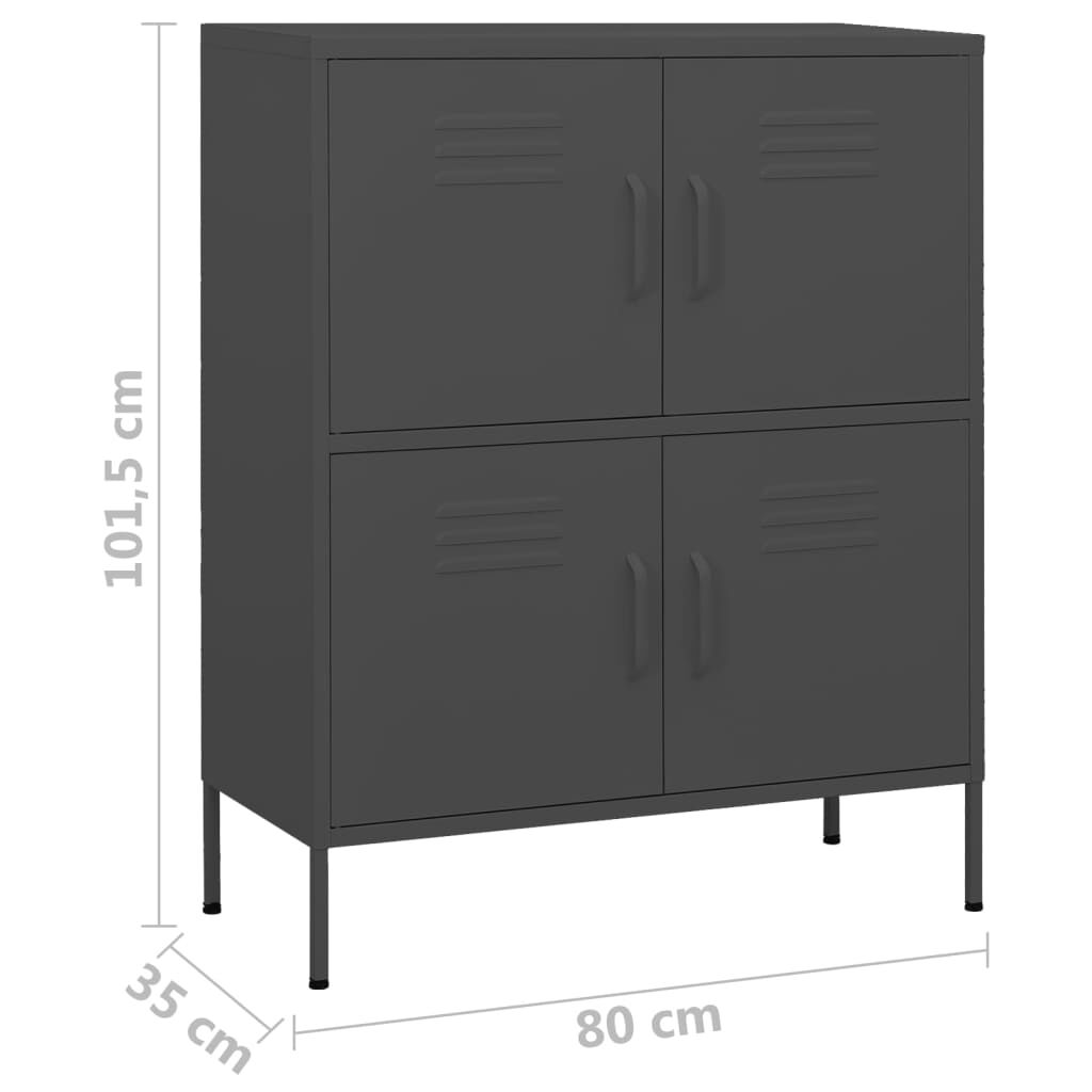 vidaXL Ντουλάπι Αποθήκευσης Ανθρακί 80 x 35 x 101,5 εκ. από Ατσάλι