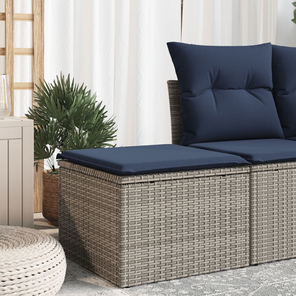 vidaXL Σκαμπό Κήπου με Μαξιλάρι Γκρι 55x55x37 εκ. Ρατάν