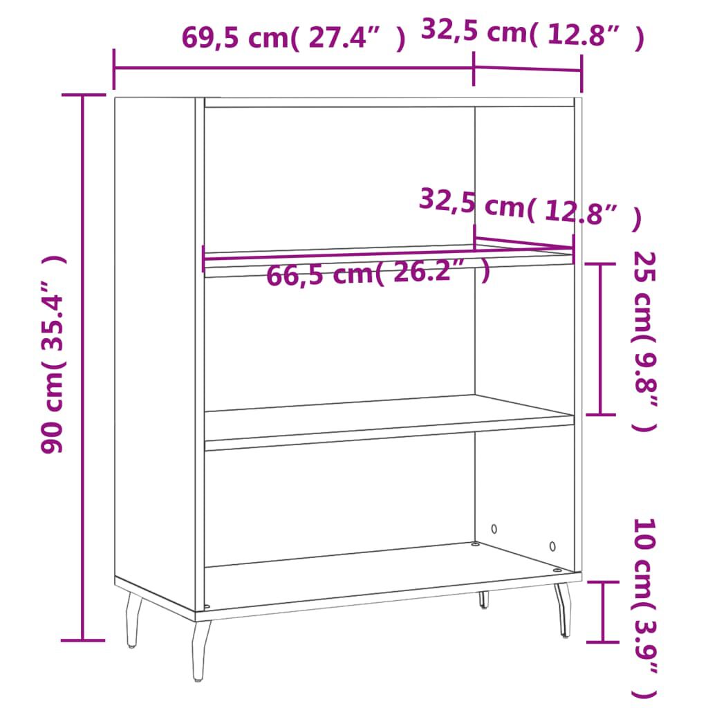 vidaXL Ραφιέρα Γκρι Σκυροδεμ. 69,5 x 32,5 x 90 εκ. από Επεξεργ. Ξύλο