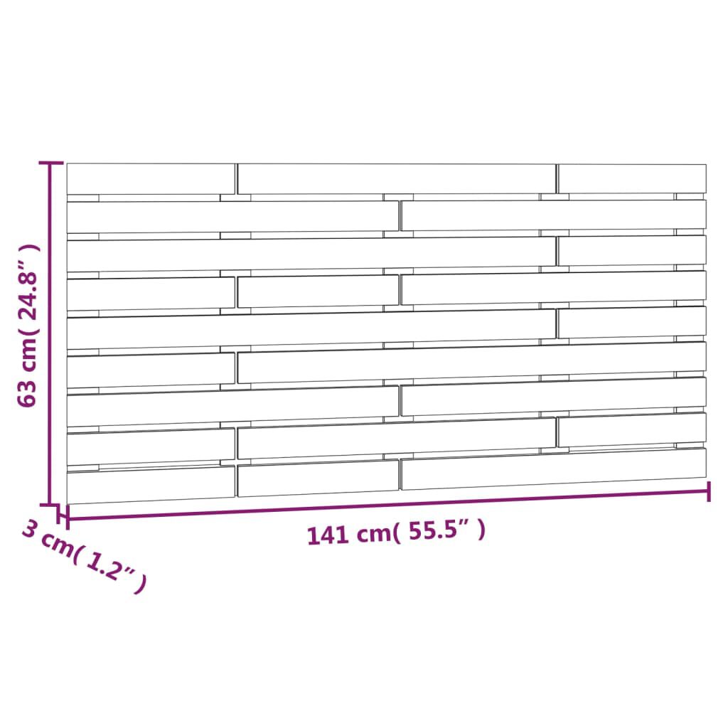 vidaXL Κεφαλάρι Τοίχου Λευκό 141x3x63 εκ. από Μασίφ Ξύλο Πεύκου