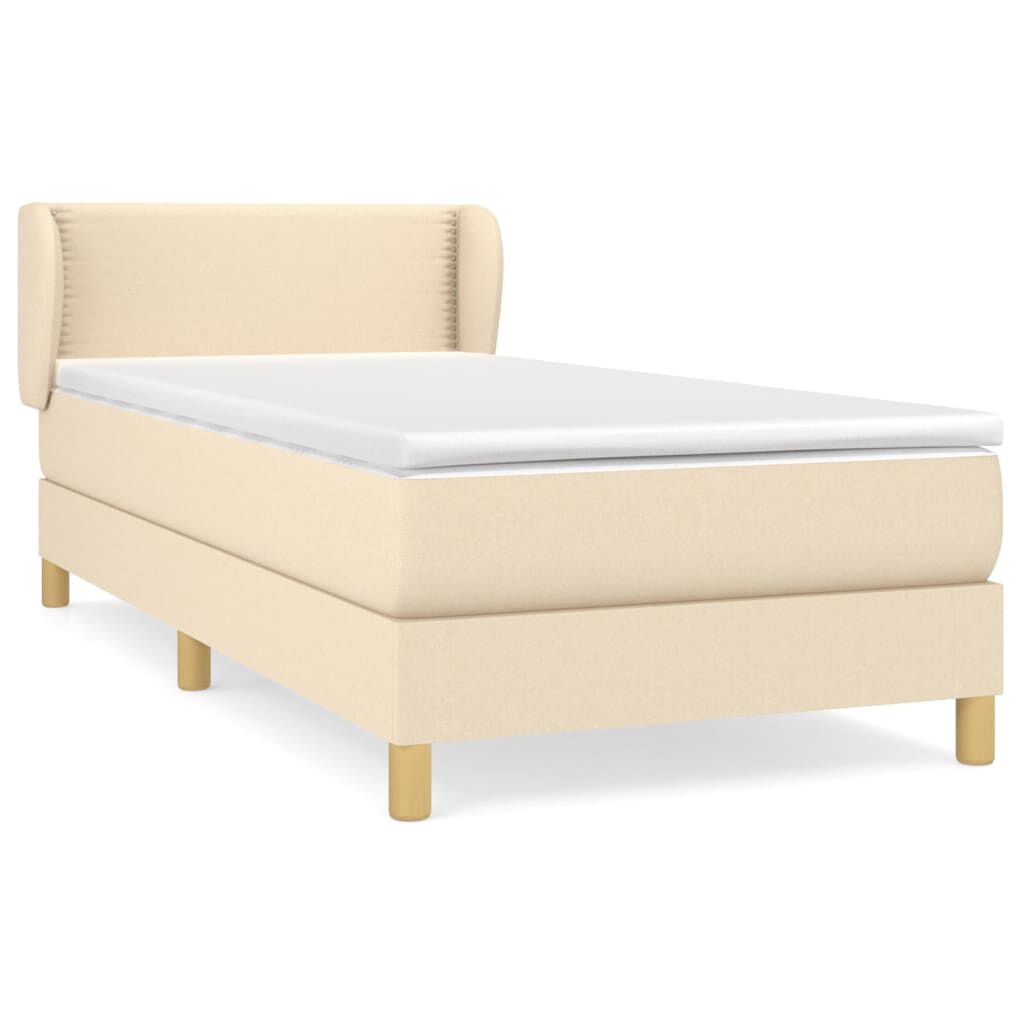vidaXL Κρεβάτι Boxspring με Στρώμα Κρεμ 100 x 200 εκ. Υφασμάτινο