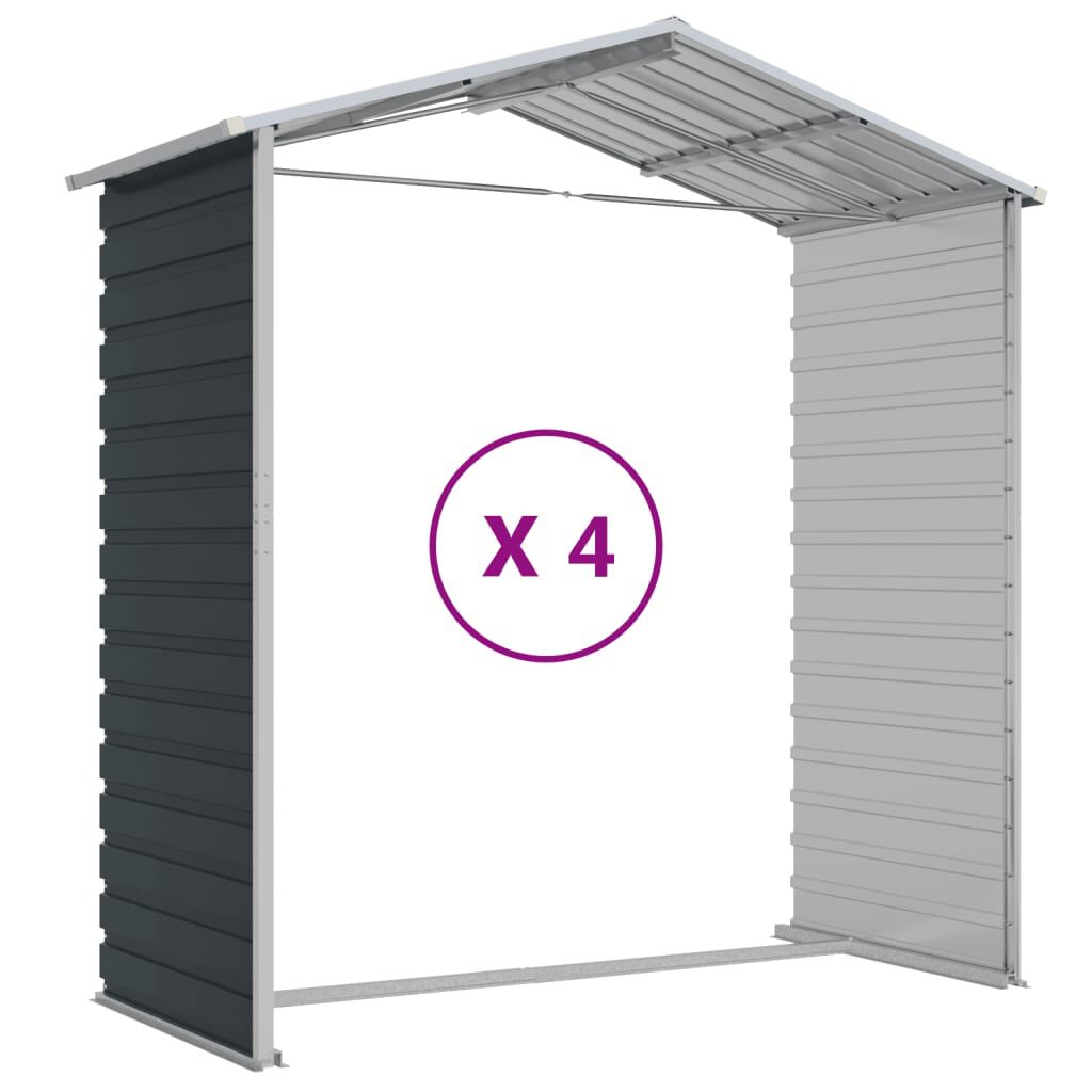 vidaXL Αποθήκη Κήπου Ανθρακί 191x385x198 εκ. Γαλβανισμένο Ατσάλι
