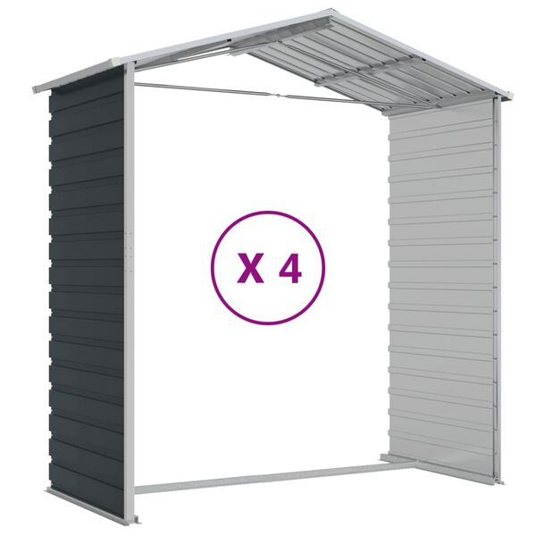 vidaXL Αποθήκη Κήπου Ανθρακί 191x385x198 εκ. Γαλβανισμένο Ατσάλι