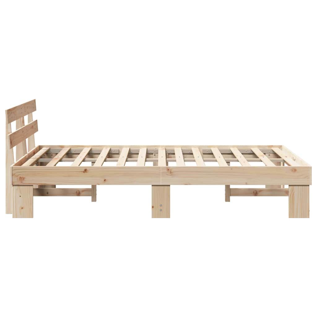 vidaXL Σκελετός Κρεβατιού Καφέ 140 x 190 cm Μασίφ ξύλο πεύκου