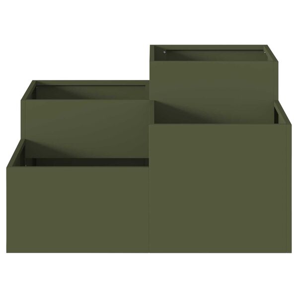 vidaXL Γλάστρα Κήπου 80x80x48 εκ. Ελαιόχρωμο Ατσάλι