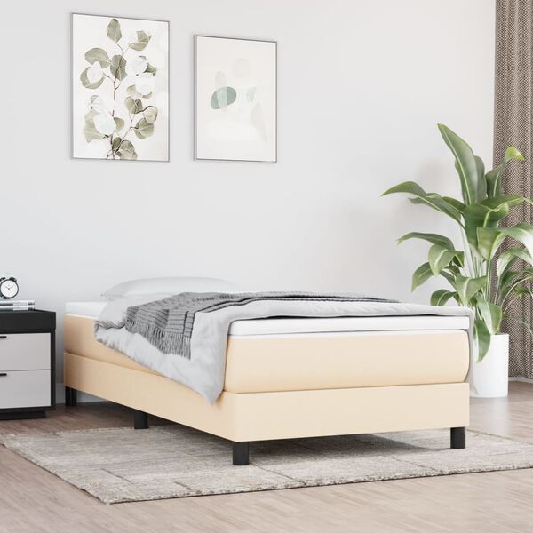 vidaXL &Kappa;&rho;&epsilon;&beta;ά&tau;&iota; Boxspring &mu;&epsilon; &Sigma;&tau;&rho;ώ&mu;&alpha; &Kappa;&rho;&epsilon;&mu; 100 x 200 &epsilon;&kappa;. &Upsilon;&phi;&alpha;&sigma;&mu;ά&tau;&iota;&nu;&omicron;
