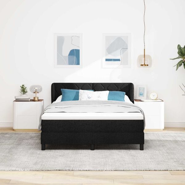 vidaXL Κρεβάτι box spring με στρώμα Μαύρο 140 x 200 cm ύφασμα