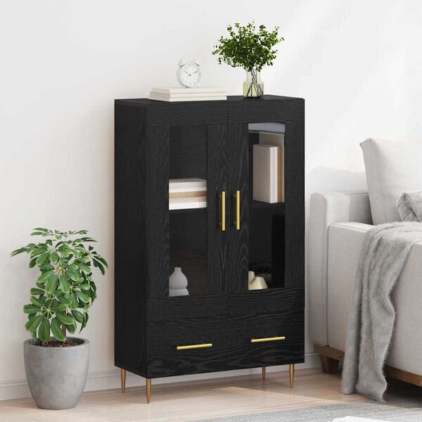 vidaXL Highboard &Mu;&alpha;ύ&rho;&eta; &Omicron;&xi;&upsilon;ά 69,5 x 31 x 115 &epsilon;&kappa;. &Sigma;ύ&nu;&theta;&epsilon;&tau;&omicron; &Xi;ύ&lambda;&omicron; &kappa;&alpha;&iota; &Gamma;&upsilon;&alpha;&lambda;ί
