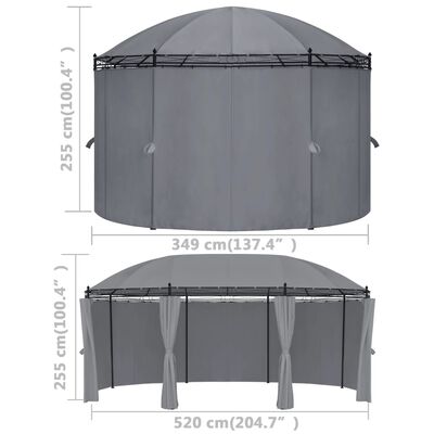 vidaXL Κιόσκι με Κουρτίνες Ανθρακί 520 x 349 x 255 εκ.