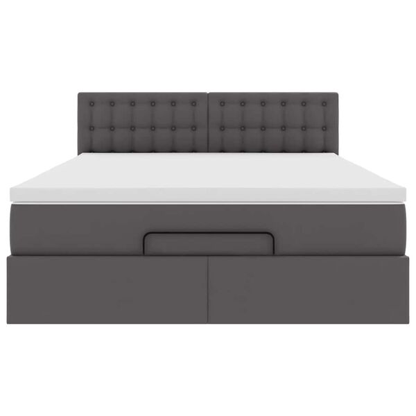 vidaXL Οθωμανικό κρεβάτι με στρώμα Γκρι 140x200cm Faux Leather