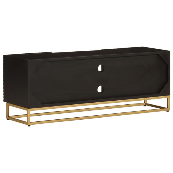 vidaXL Έπιπλο Τηλεόρασης Μαύρο 110x30x40εκ.Μασίφ Ξύλο Μάνγκο & Σίδηρος