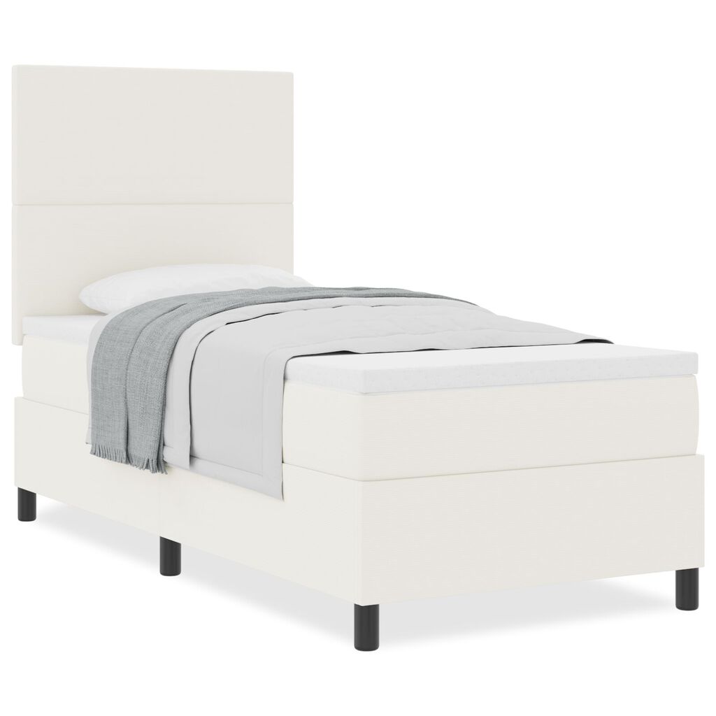 vidaXL Κρεβάτι Box Spring με Στρώμα Κρέμα Μονοκέφαλο Υλικό Βελούδου