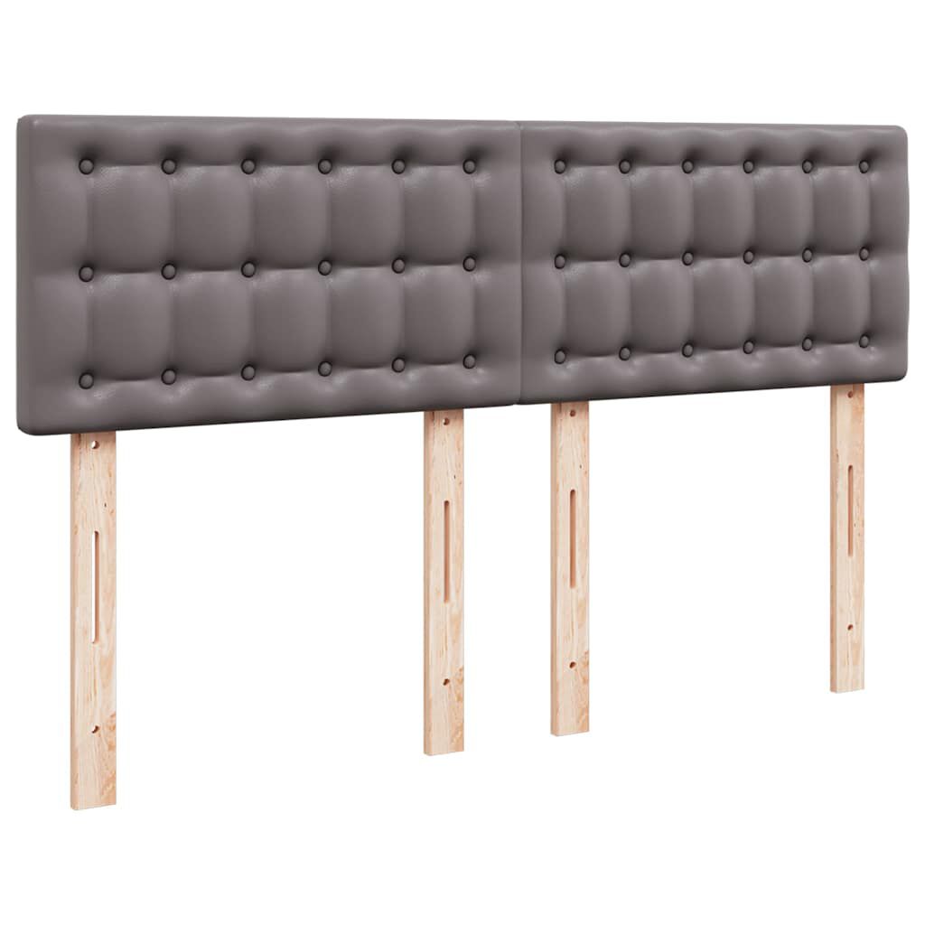 vidaXL Οθωμανικό κρεβάτι με στρώματα & LEDs Γκρι Faux Leather