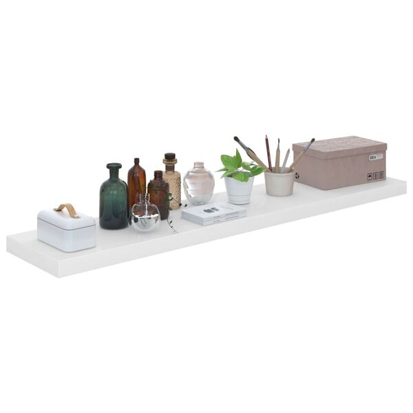 vidaXL Ράφι Τοίχου Γυαλιστερό Άσπρο 120x23,5x3,8 εκ. MDF