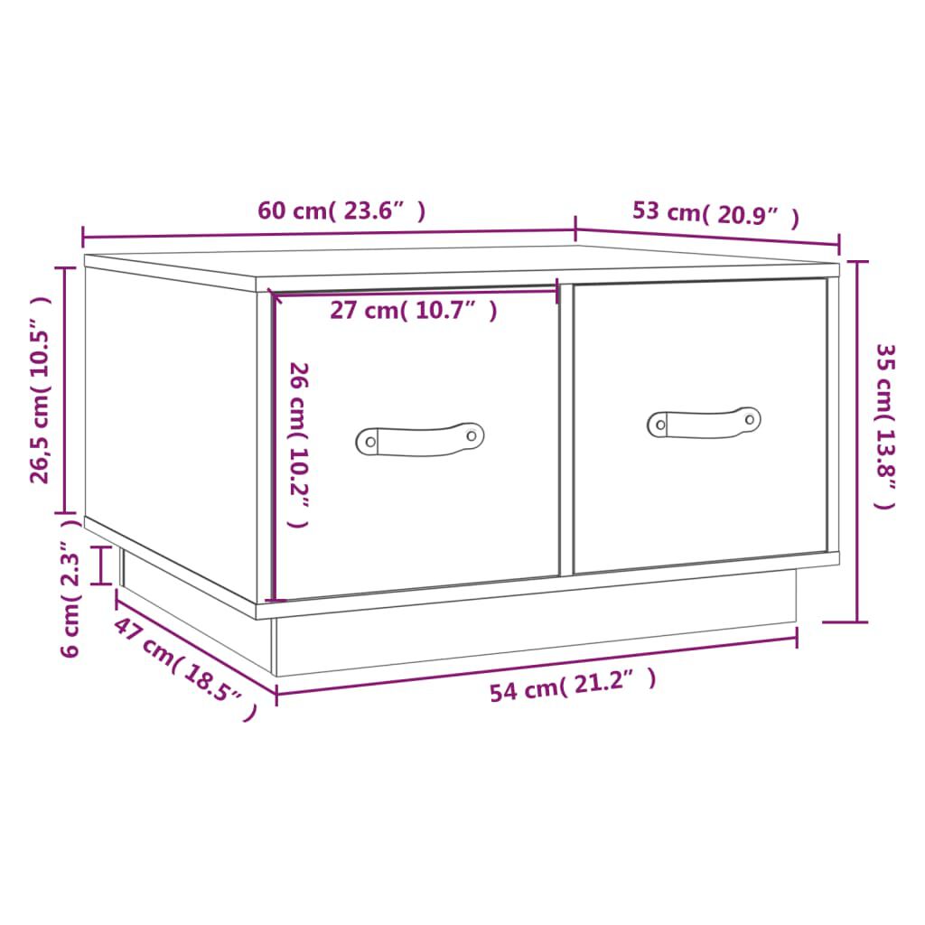 vidaXL Τραπεζάκι Σαλονιού Γκρι 60x53x35 εκ. από Μασίφ Ξύλο Πεύκου