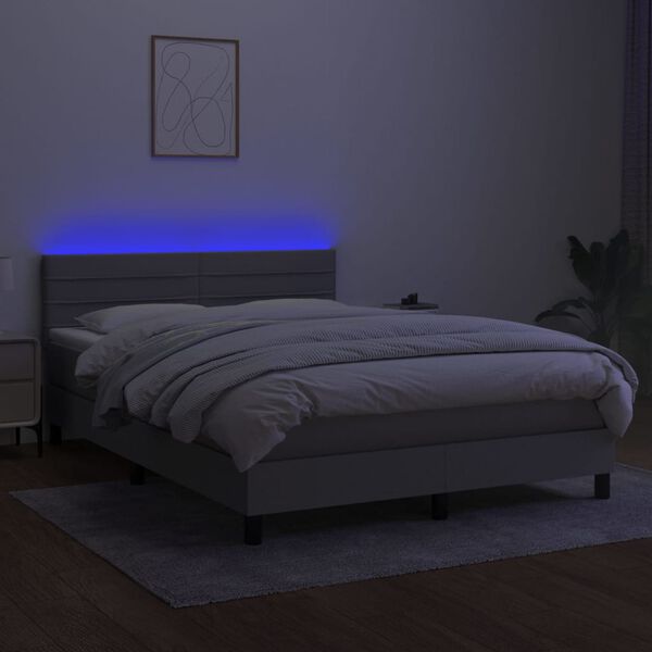 vidaXL &Kappa;&rho;&epsilon;&beta;ά&tau;&iota; Boxspring &mu;&epsilon; &Sigma;&tau;&rho;ώ&mu;&alpha; & LED &Alpha;&nu;.&Gamma;&kappa;&rho;&iota; 140x200 &epsilon;&kappa; &Upsilon;&phi;&alpha;&sigma;&mu;ά&tau;&iota;&nu;&omicron;
