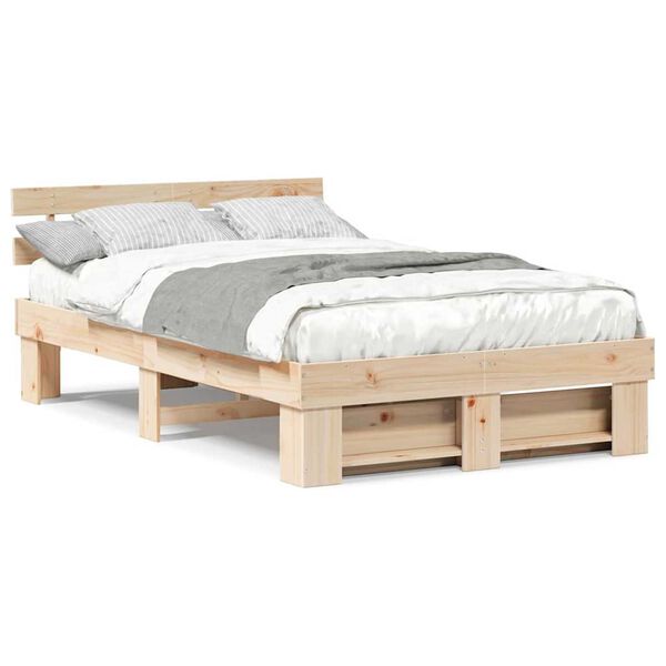 vidaXL Σκελετός Κρεβατιού Καφέ 120 x 190 cm Μασίφ ξύλο πεύκου